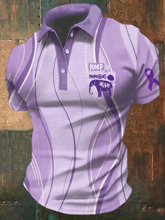 Alzheimer's Elephant Print Men's Polo Shirt
