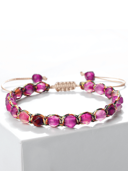 Alzheimer's Disease Awareness — Braided Wristband with Faceted Beads