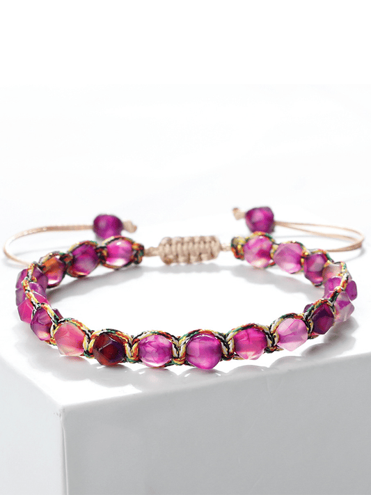 Alzheimer's Disease Awareness — Braided Wristband with Faceted Beads