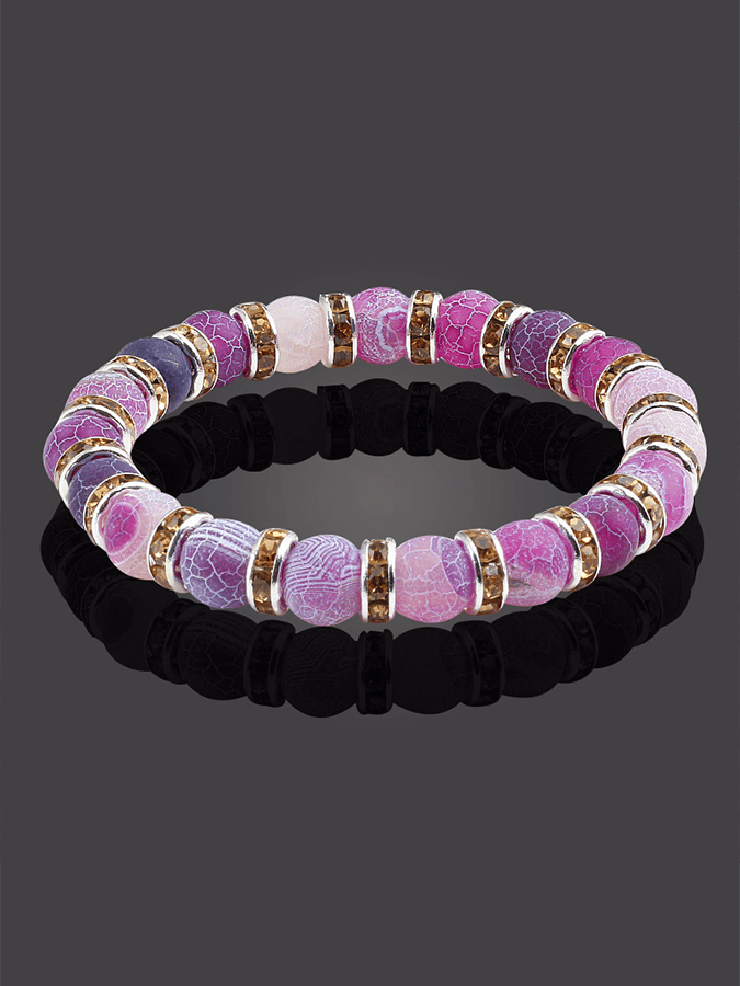Alzheimer's Disease Purple Agate Stretch Bracelet