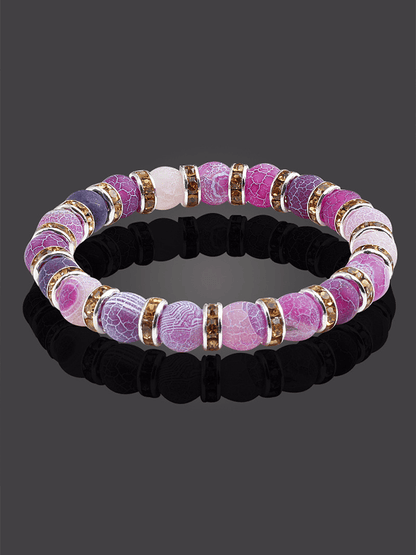 Alzheimer's Disease Purple Agate Stretch Bracelet