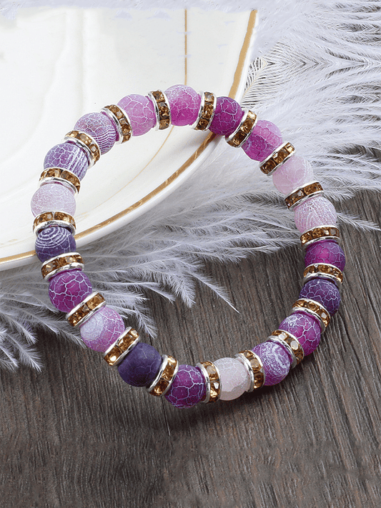 Alzheimer's Disease Purple Agate Stretch Bracelet